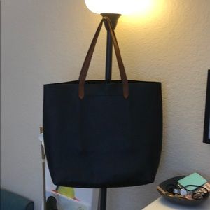 Madewell Black Tote Bag with Brown Handles